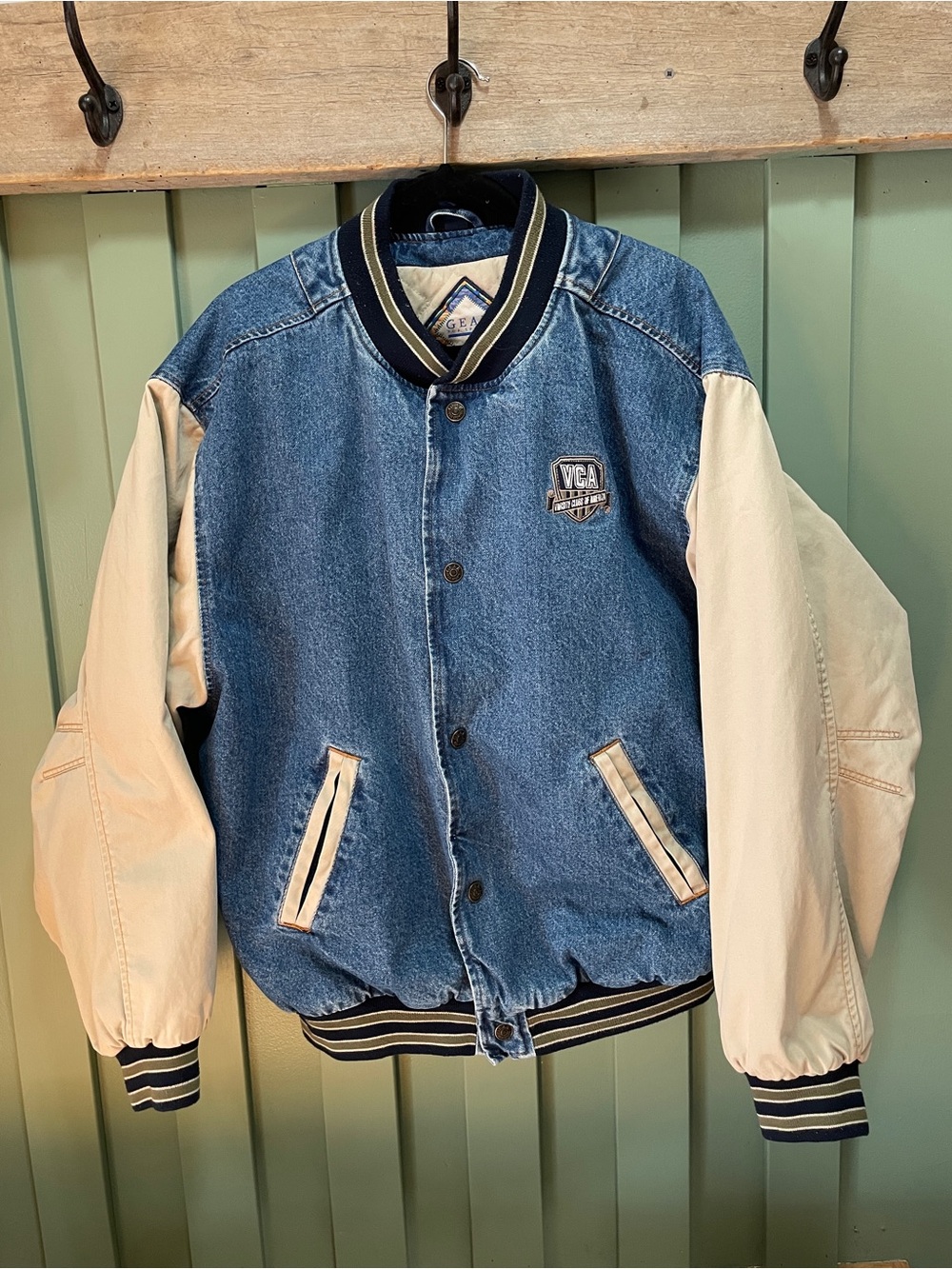 Gear For Sports Varsity Clubs America Denim & Canvas Letterman Style Jacket Vtg